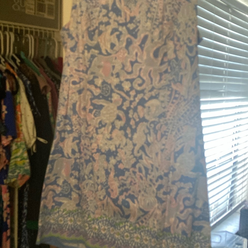 Blue Floral Paisley A-Line Dress